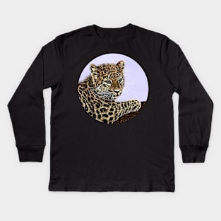 Amur leopard cub Kids Long Sleeve T-Shirt